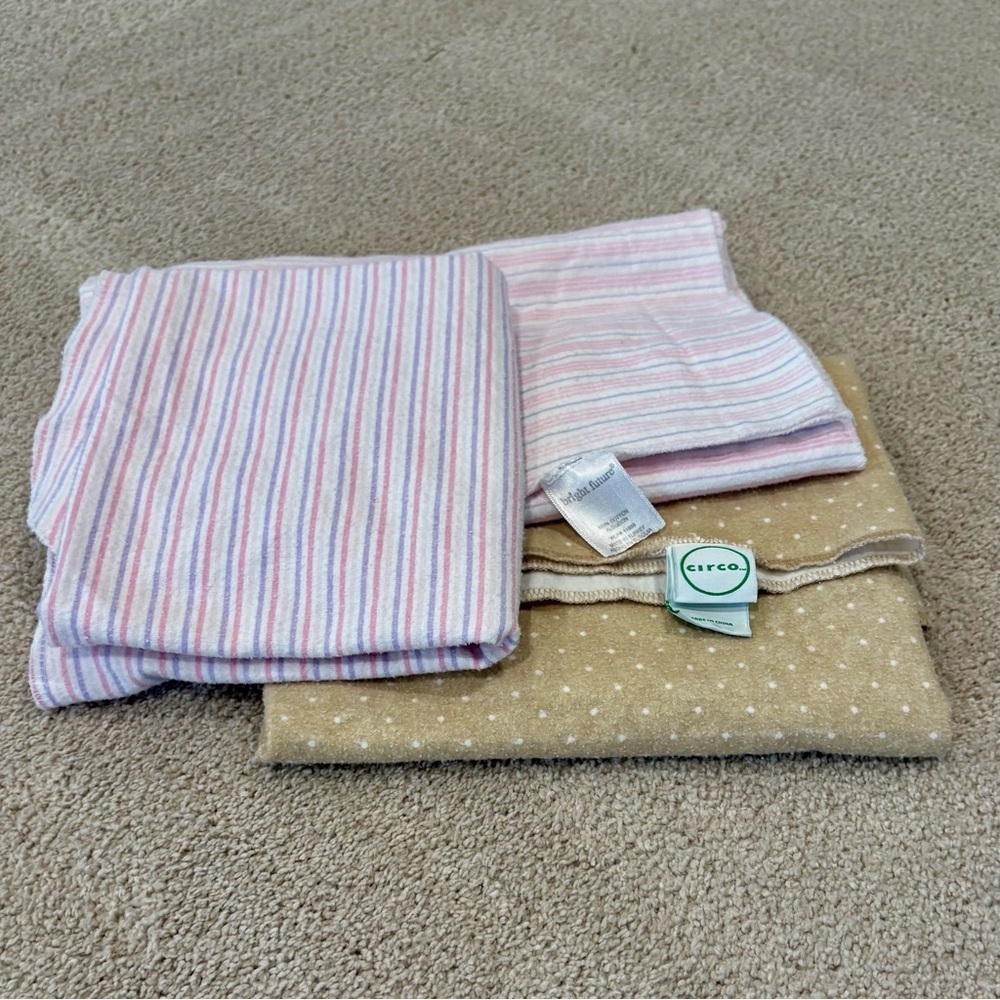 Circo Bright Future 100% Cotton Baby Receiving Blanket Lot Striped Polka Dot Y2K